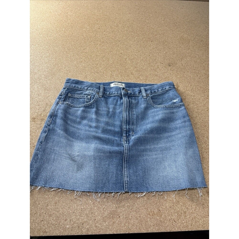 New Madewell Blue Jean Denim Mini Skirt Womens 30 Raw Hem B3